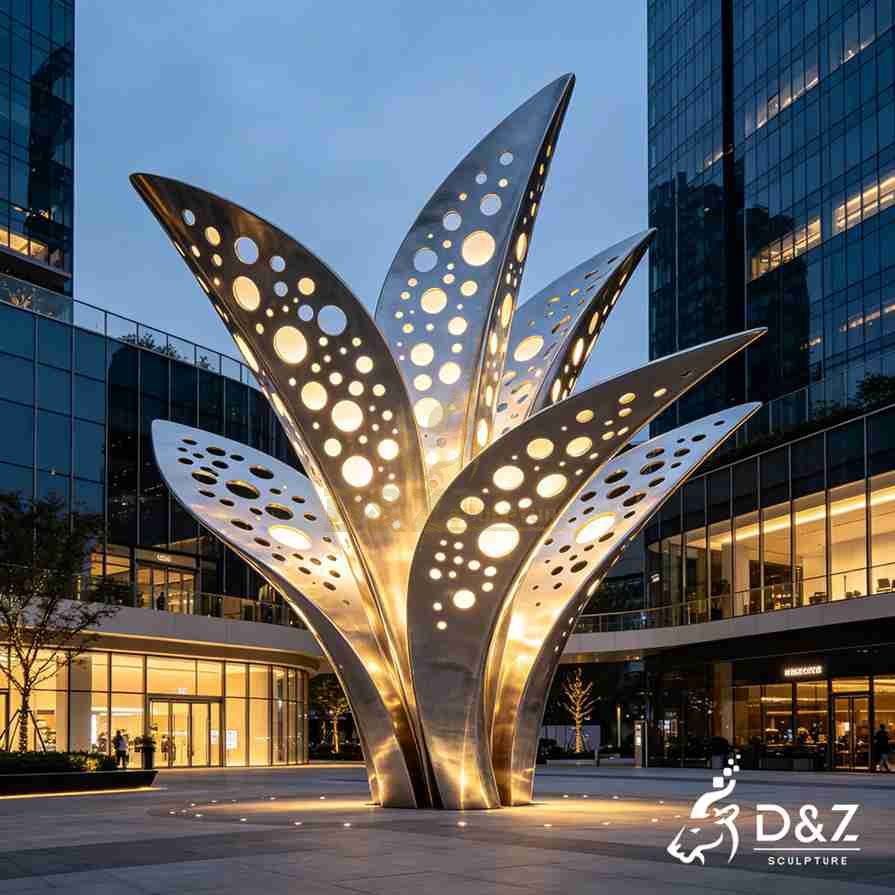 Large Metal Leaf Art Sculpture 1
