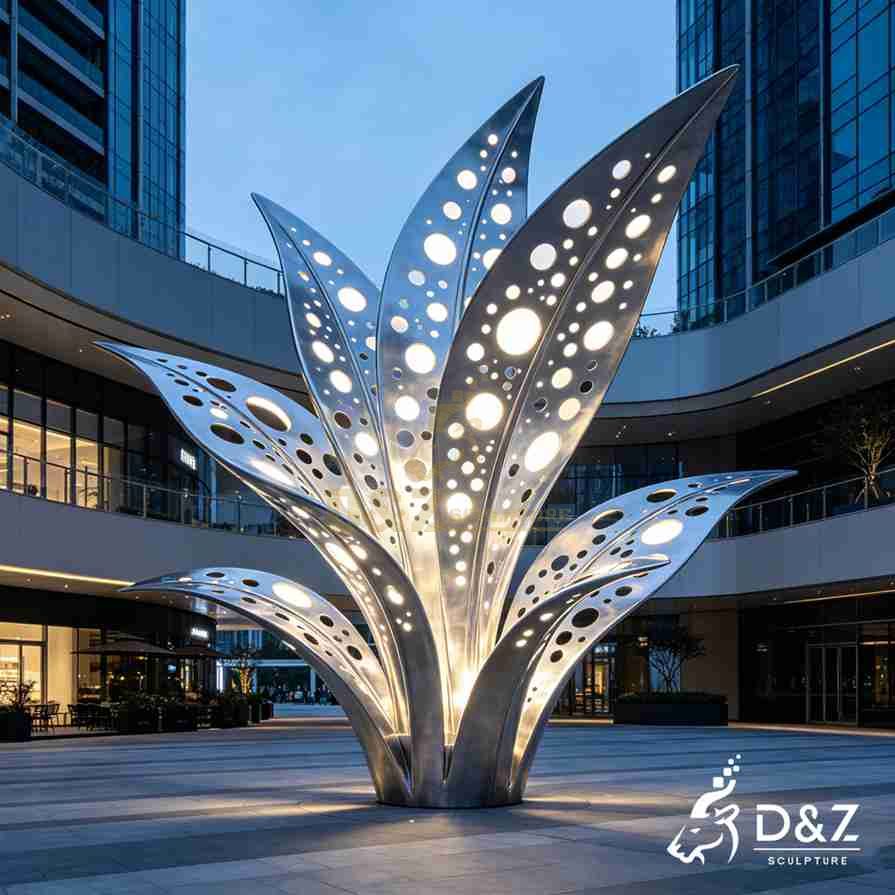 Large Metal Leaf Art Sculpture 3