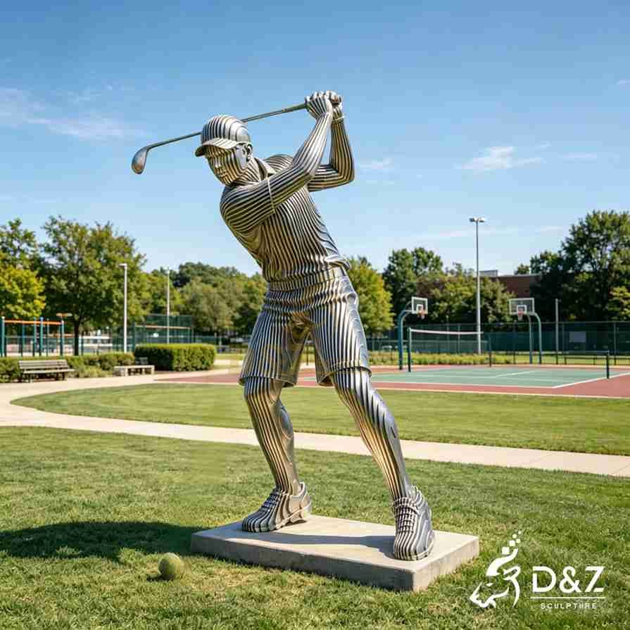 Metal Golfer Sculpture 2