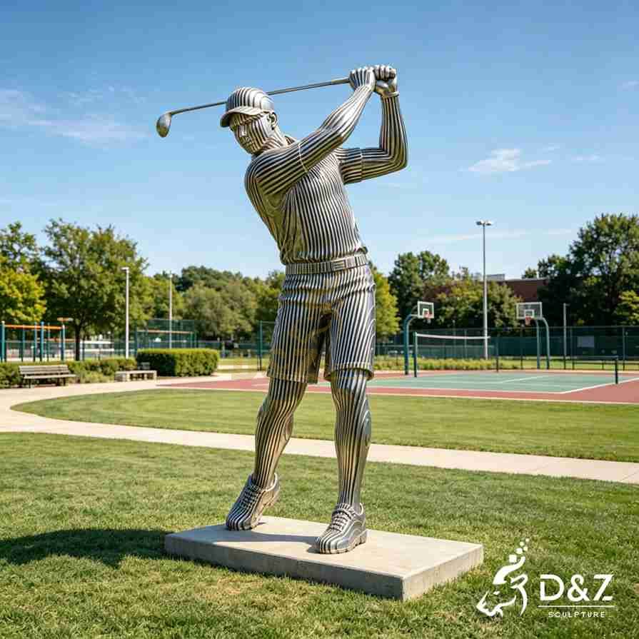 Metal Golfer Sculpture 4