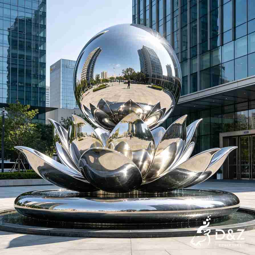 Metal lotus sculpture 3