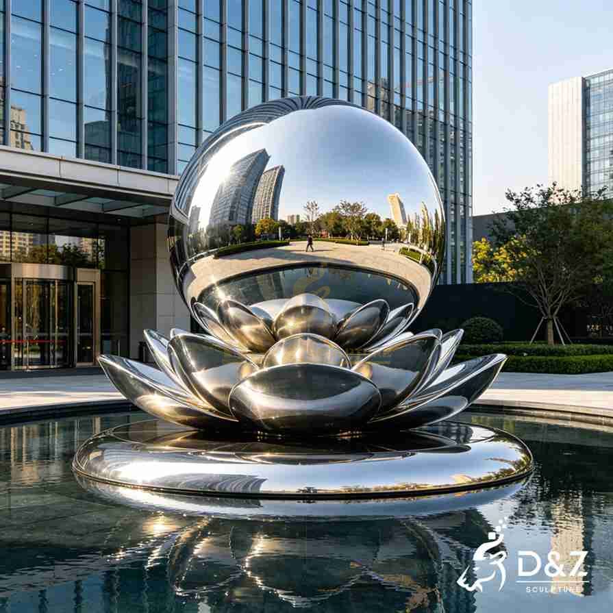Metal lotus sculpture 6