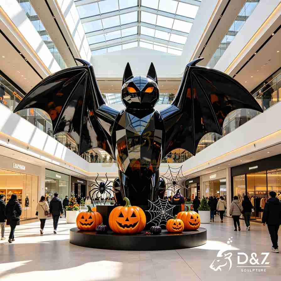 Black Metal Bat Sculpture 3