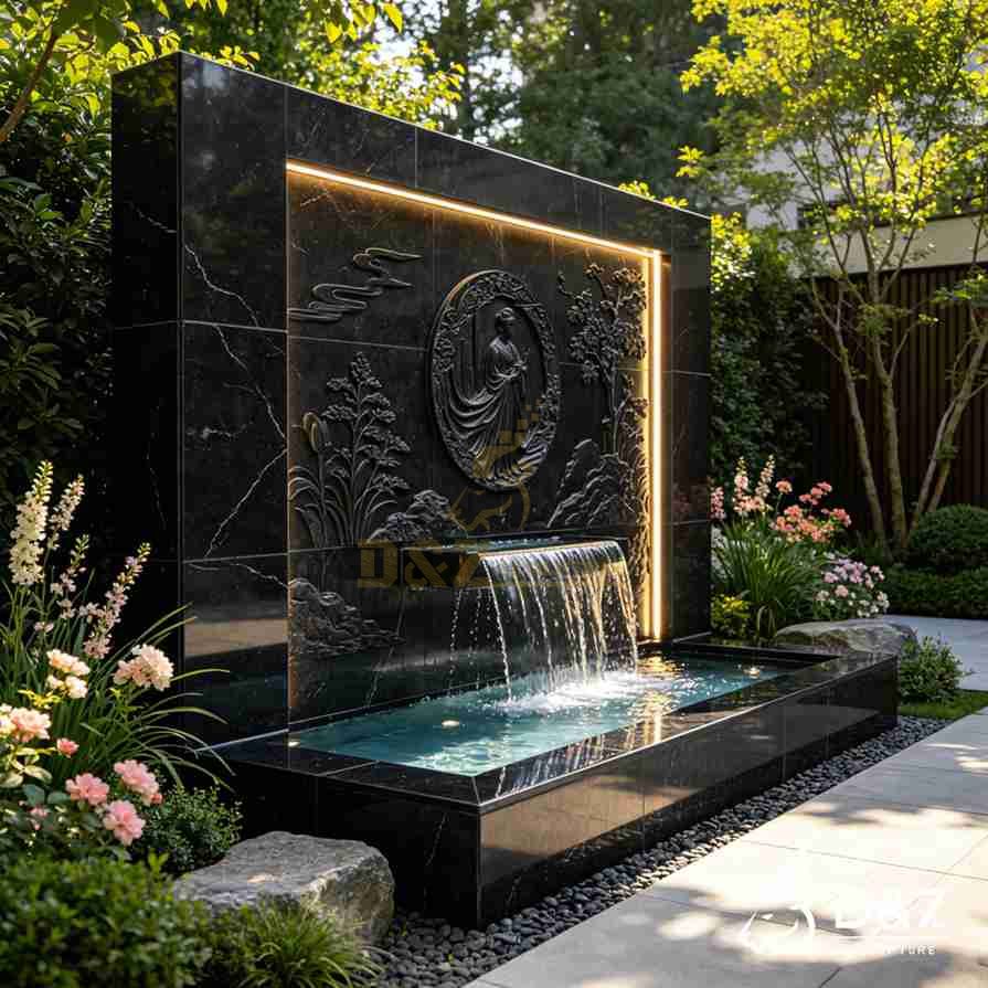 Black Marble Wall Fountain 2