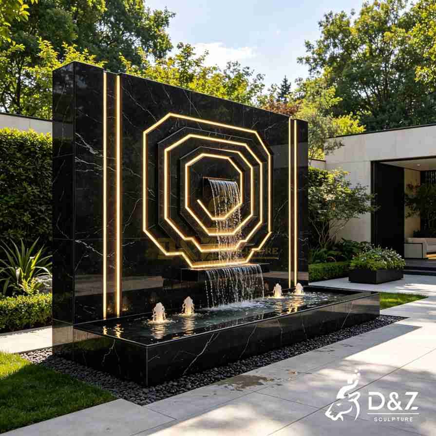 Black Marble Wall Fountain 3