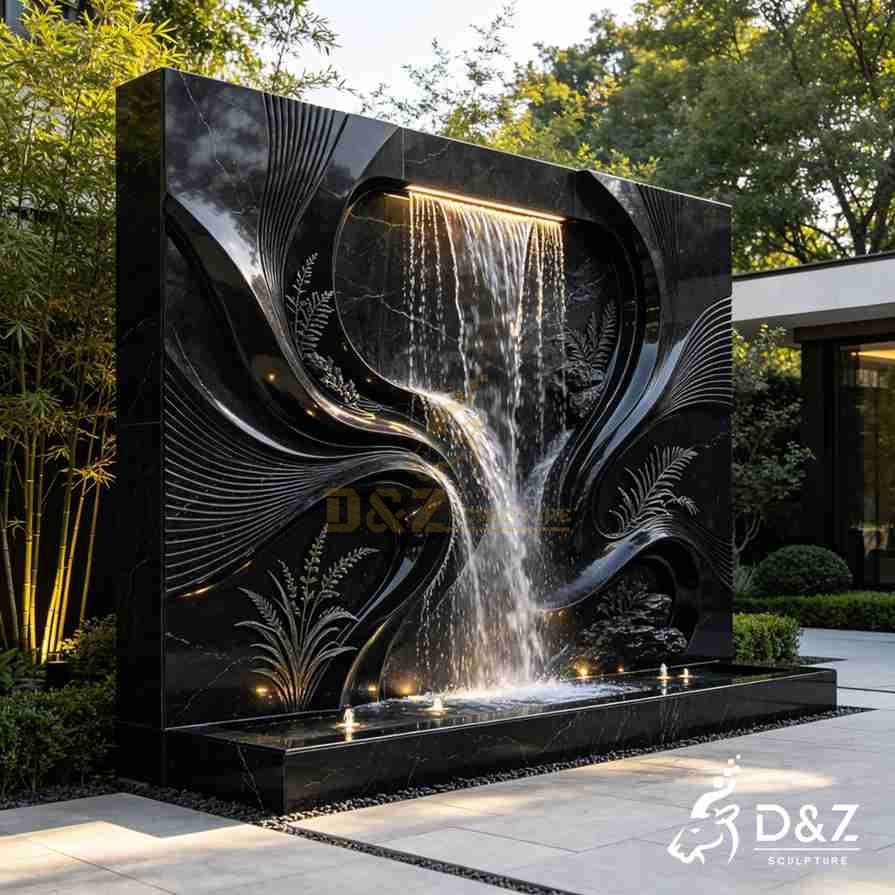 Black Marble Wall Fountain 4
