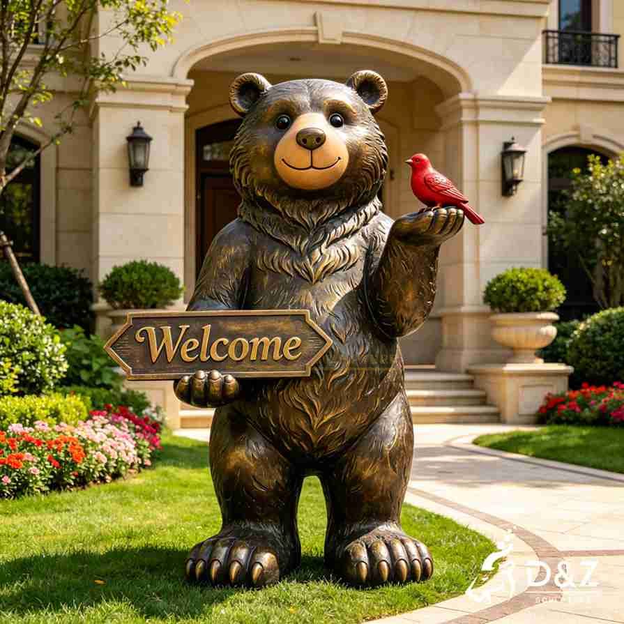 Welcome Bear Garden Statue 3