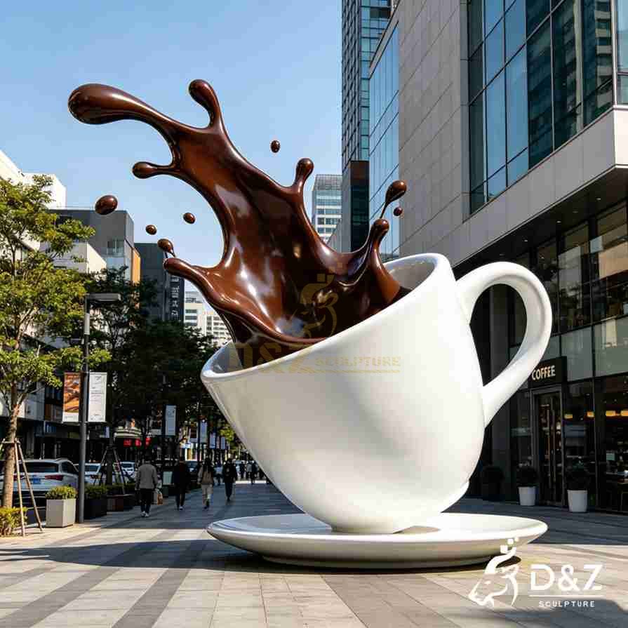 Metal Coffee Cup Sculpture 2