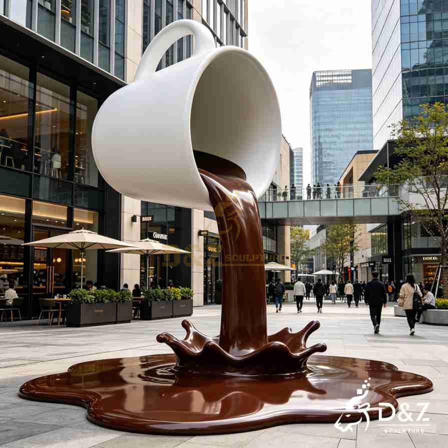 Metal Coffee Cup Sculpture 4