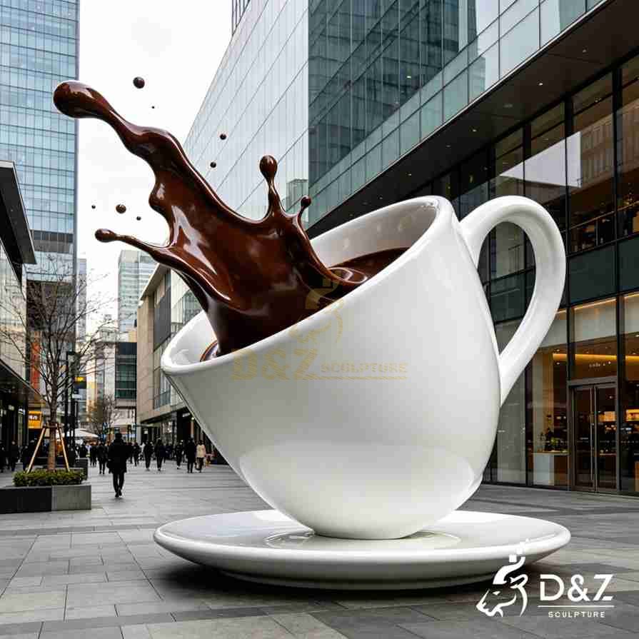 Metal Coffee Cup Sculpture 6