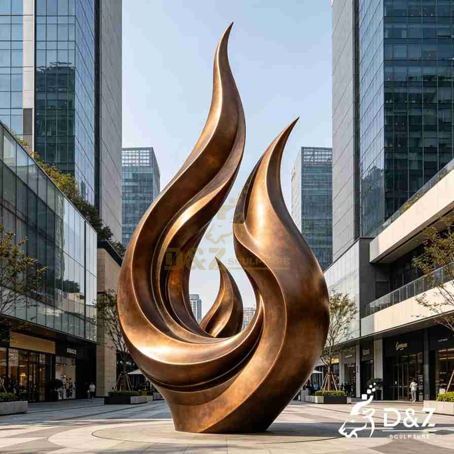 Abstract Bronze Twin Flame Sculpture for Garden DZJ-546