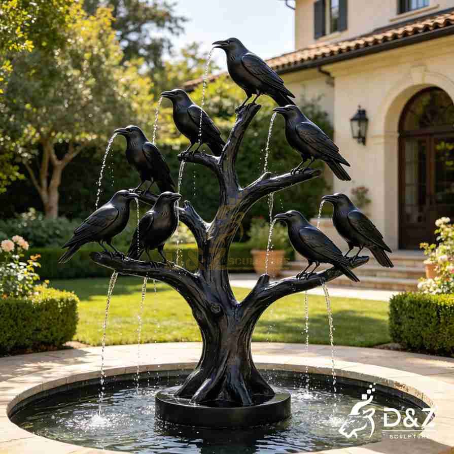 Black Metal Crow Fountain 2
