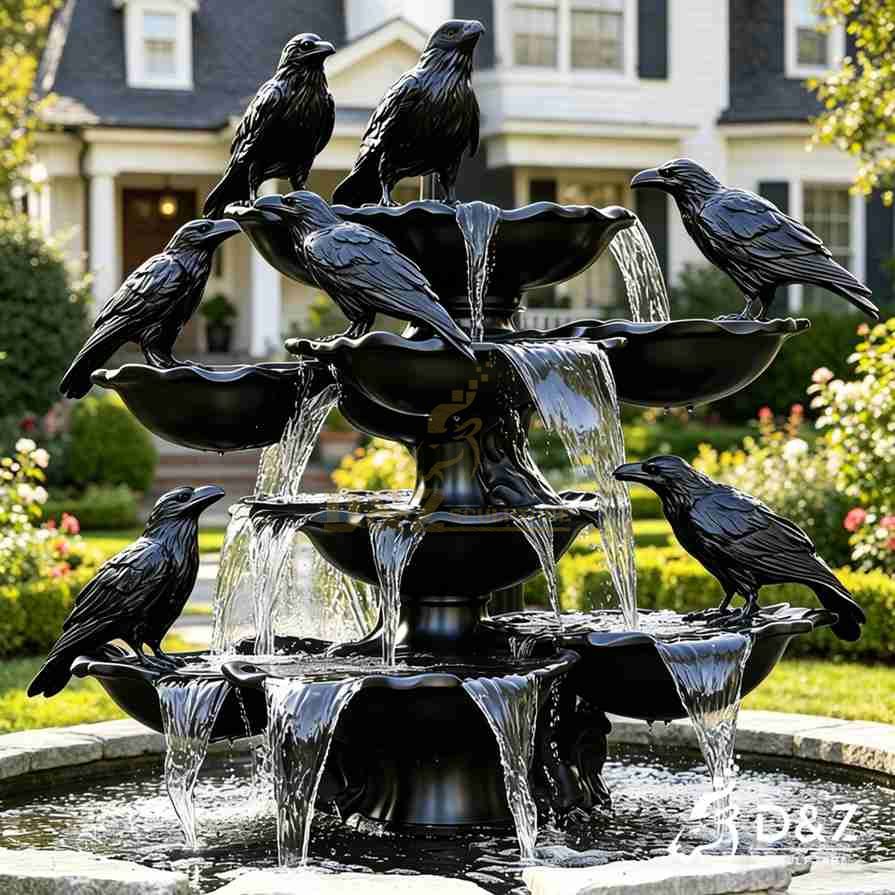 Black Metal Crow Fountain 3