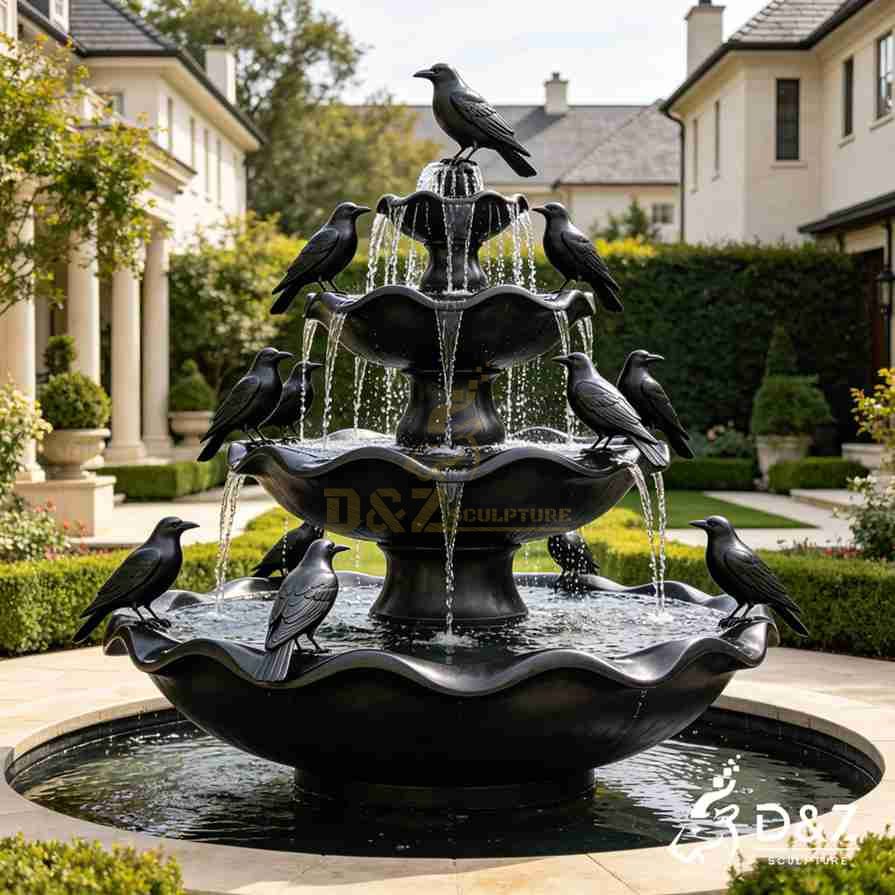 Black Metal Crow Fountain 4