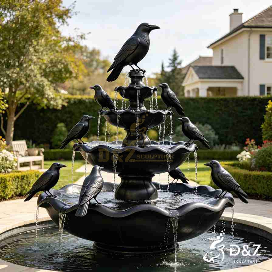 Black Metal Crow Fountain 5