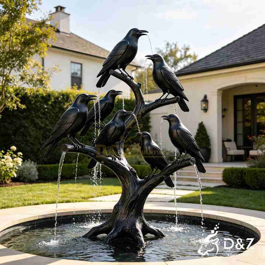 Black Metal Crow Fountain 6