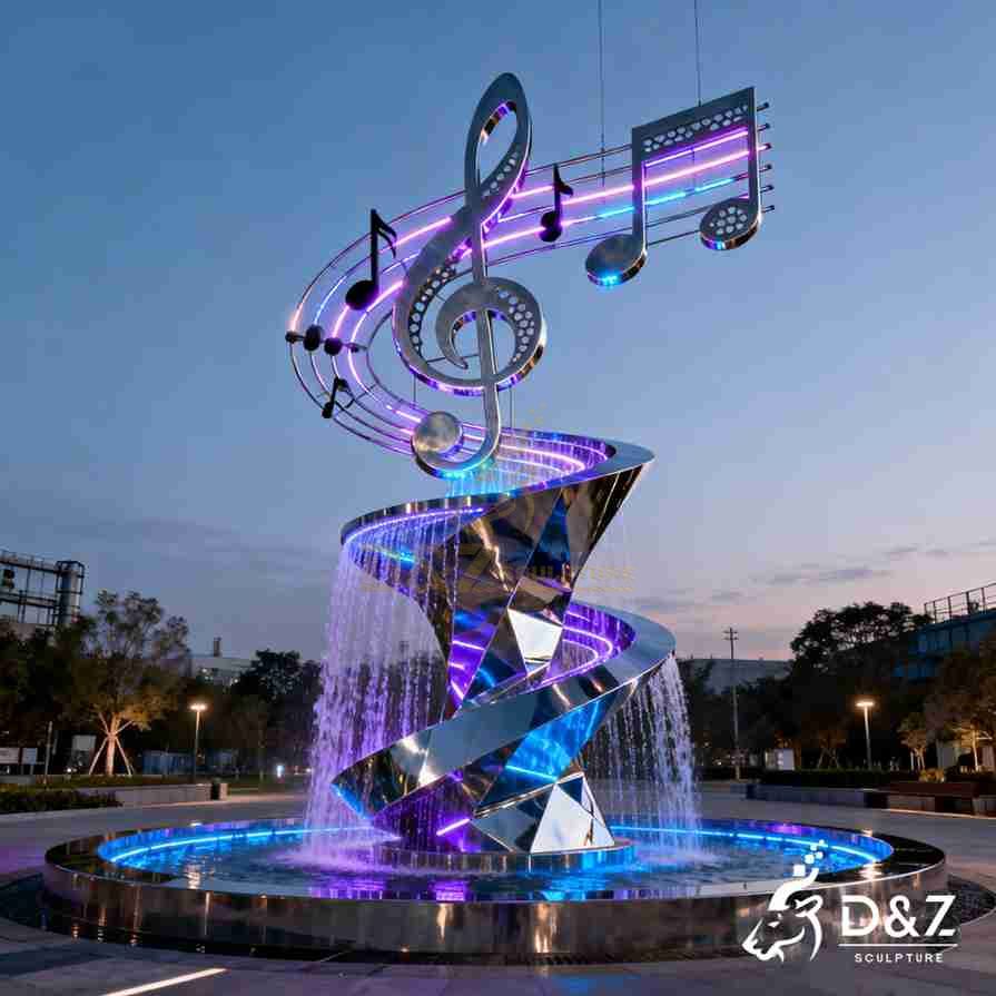 Metal Music Note Fountain 1