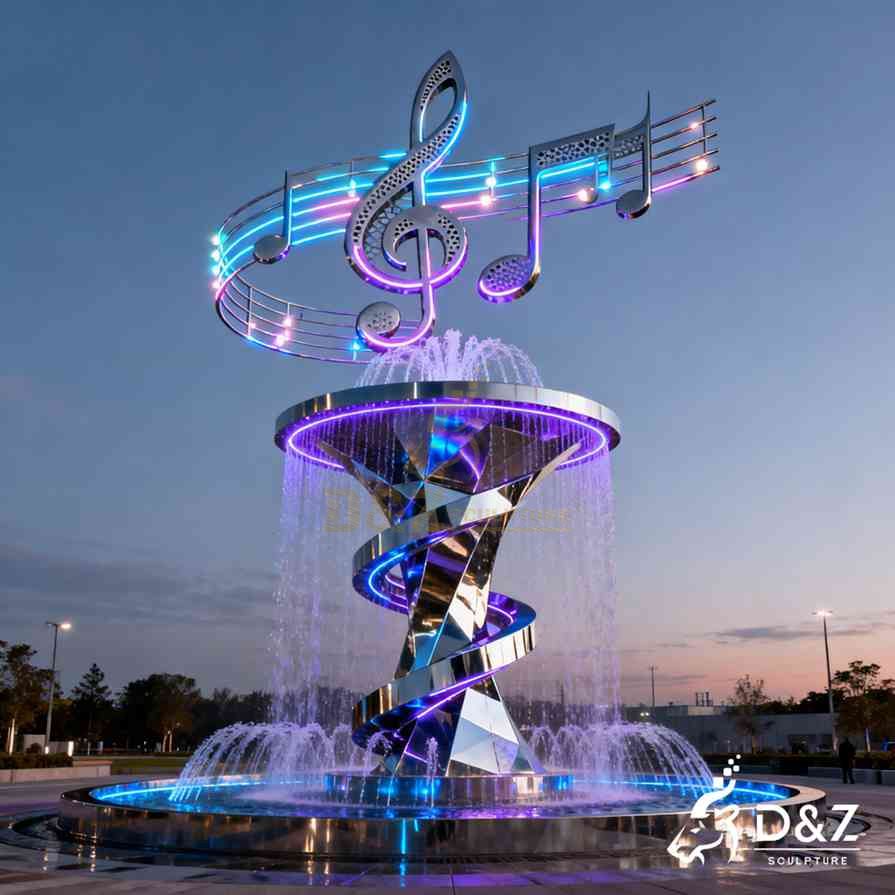 Metal Music Note Fountain 2