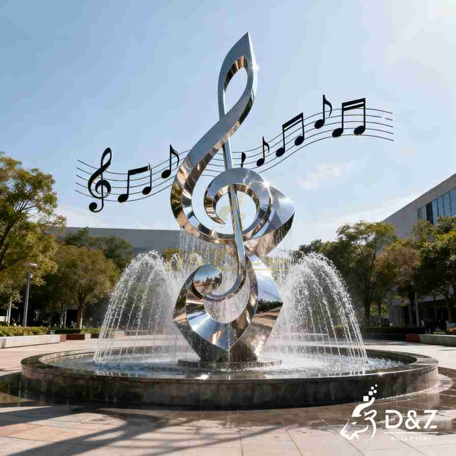 Metal Music Note Fountain 3