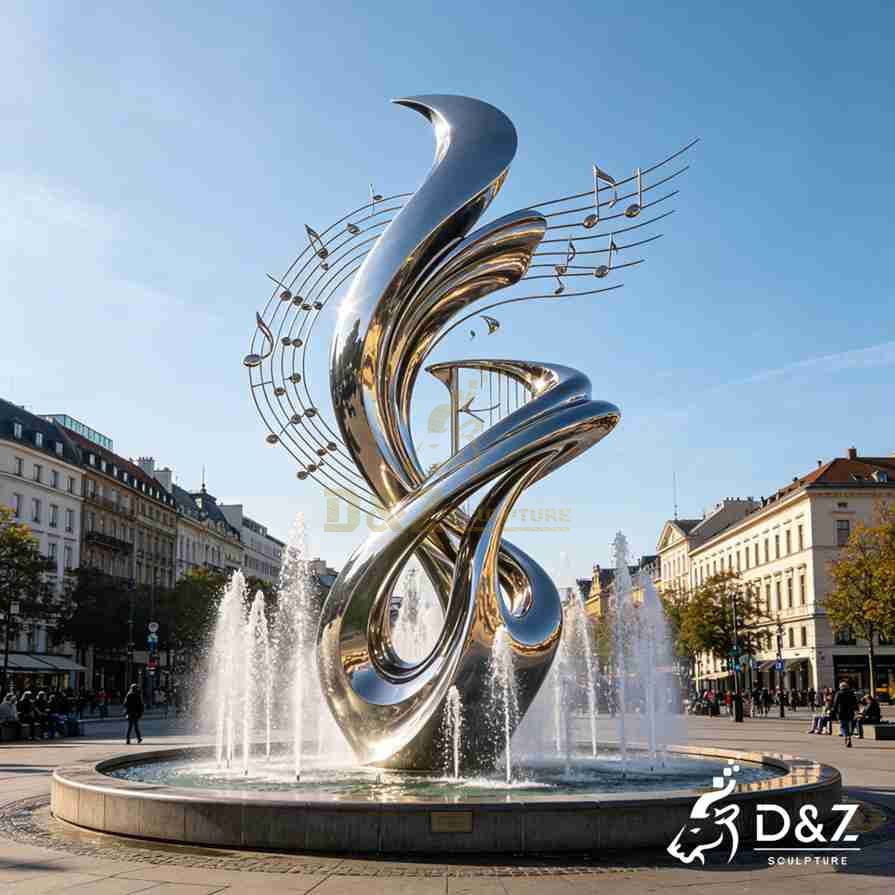 Metal Music Note Fountain 5