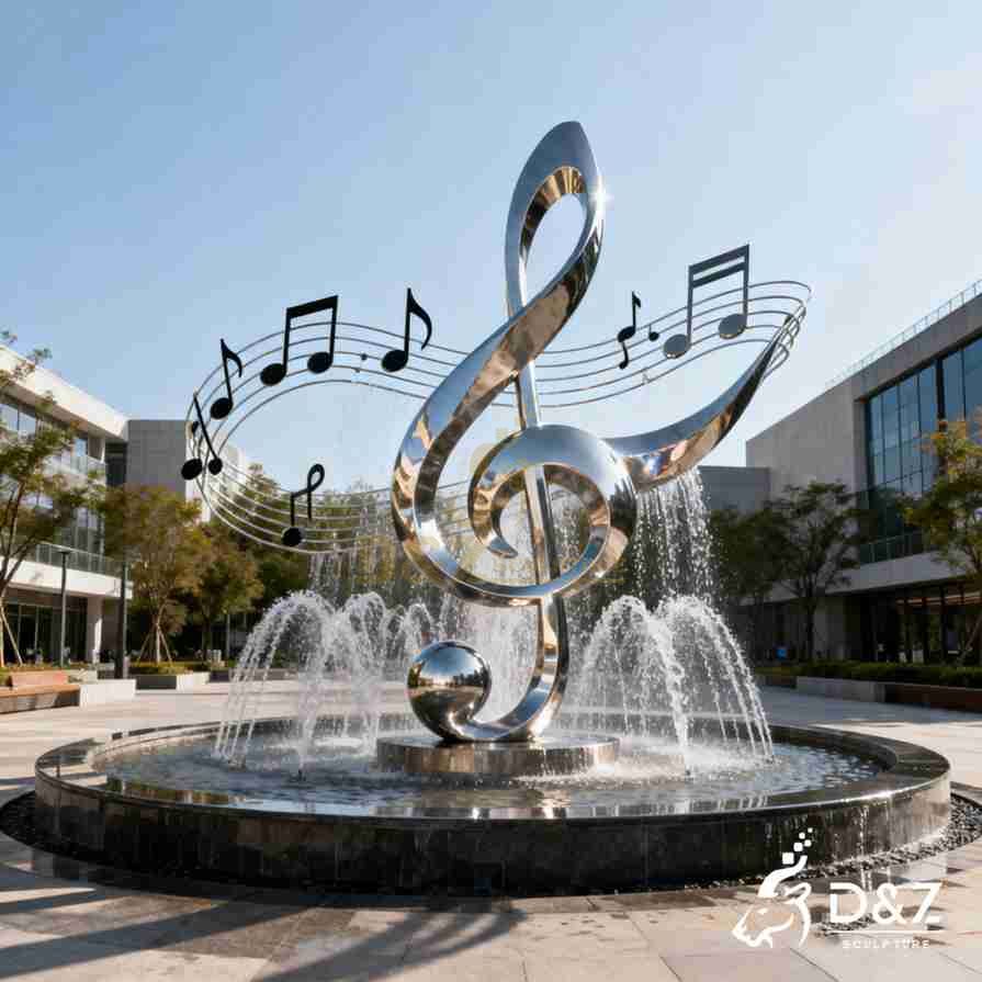 Metal Music Note Fountain 6