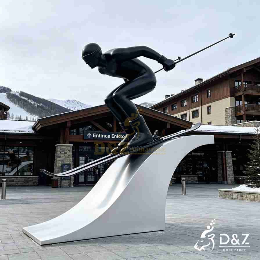 Metal Skier Sculpture 3