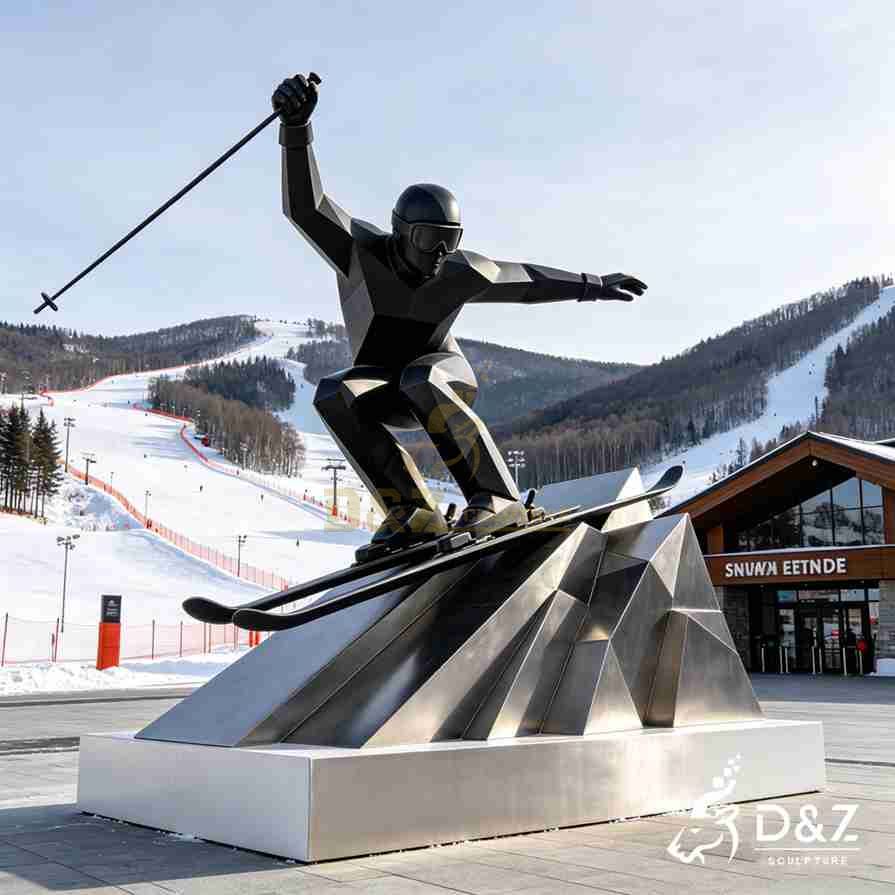 Metal Skier Sculpture 4