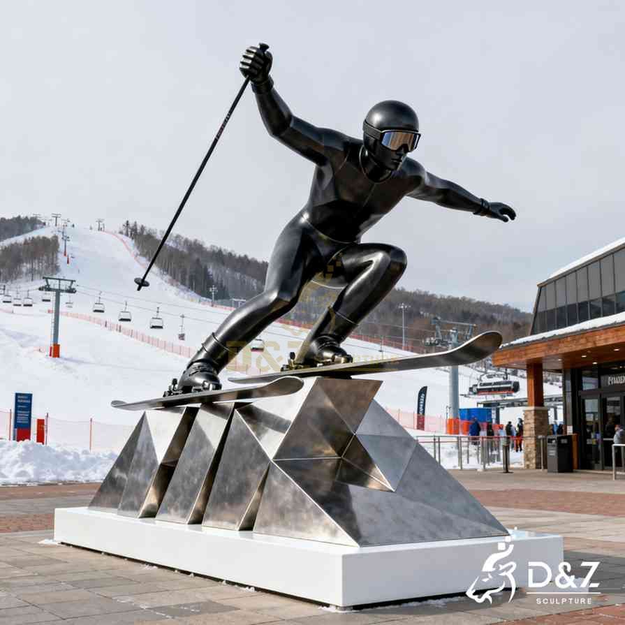 Metal Skier Sculpture 6