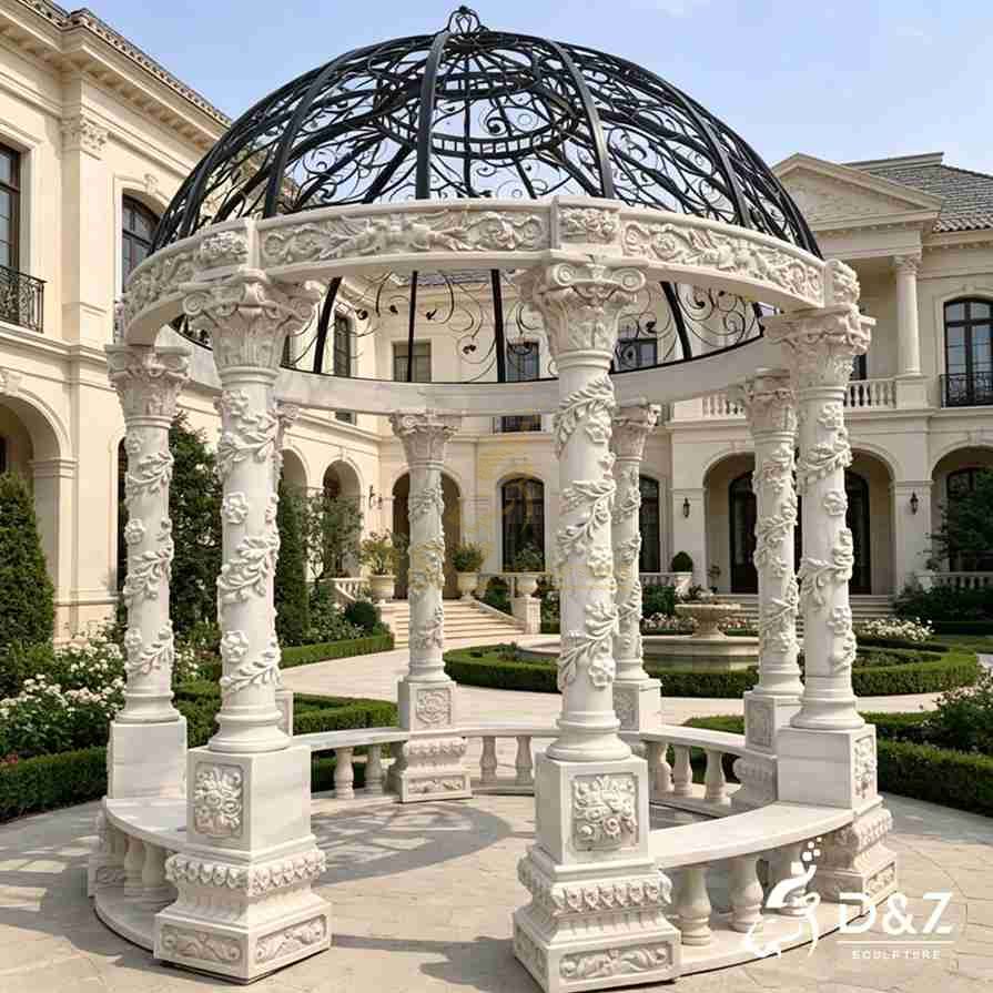 White Round Marble Gazebo 2