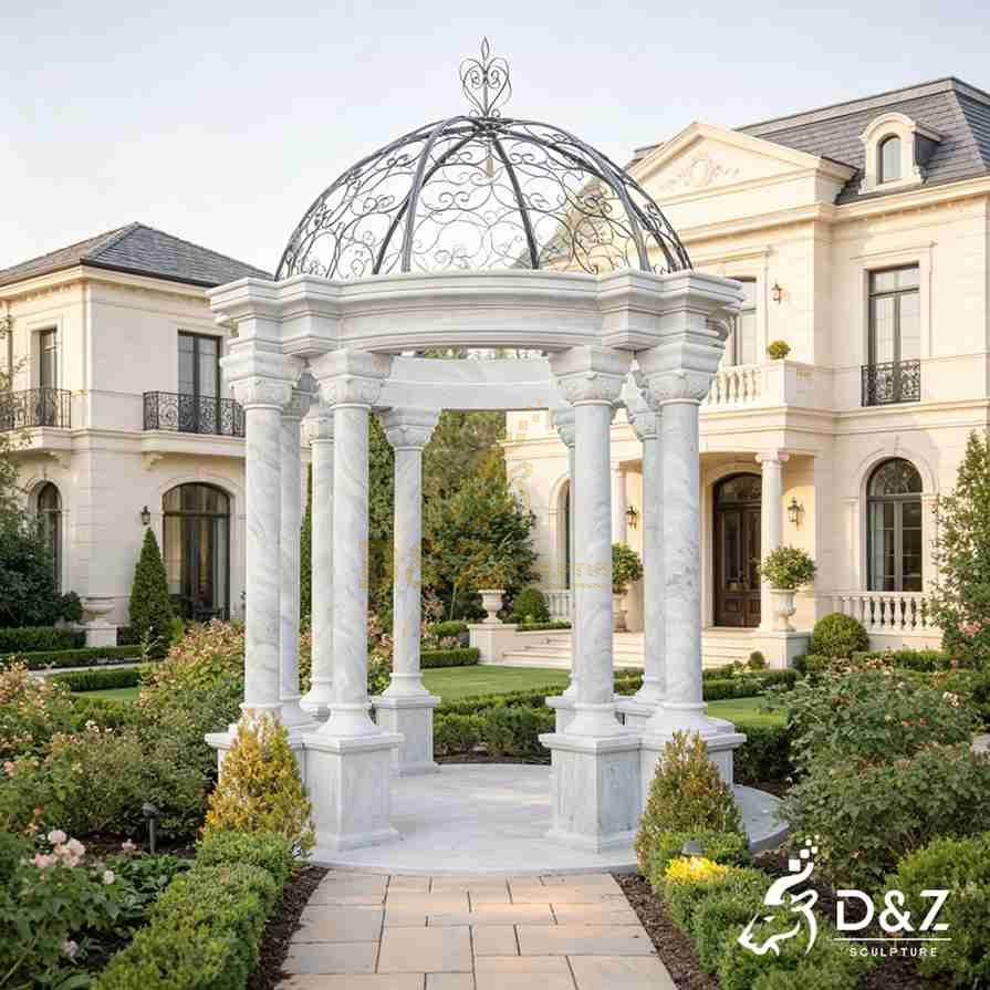 White Round Marble Gazebo 3