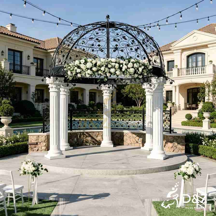 White Round Marble Gazebo 4