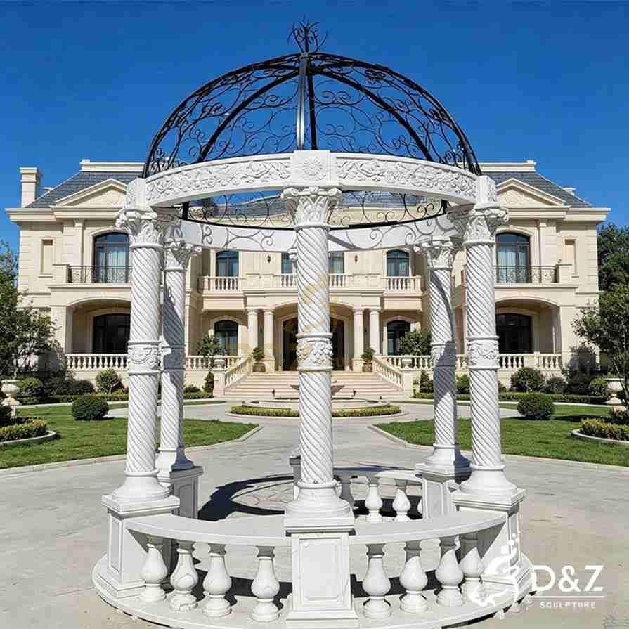 White Round Marble Gazebo 5