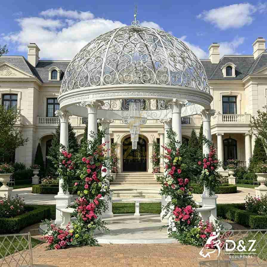 White Round Marble Gazebo 6