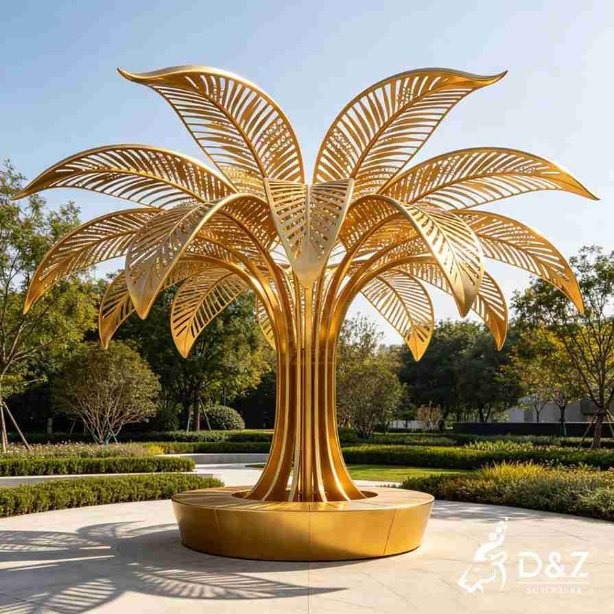 Metal Palm Leaf Sculpture 1