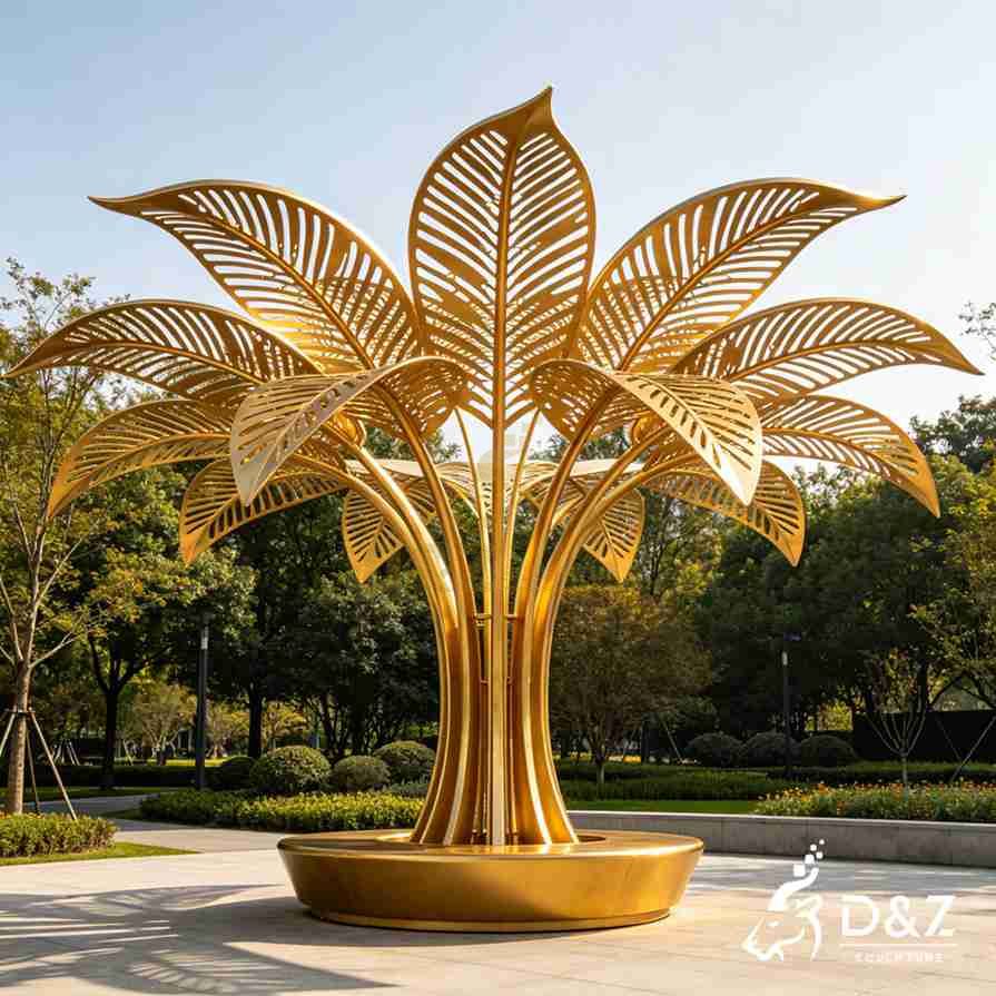 Metal Palm Leaf Sculpture 2