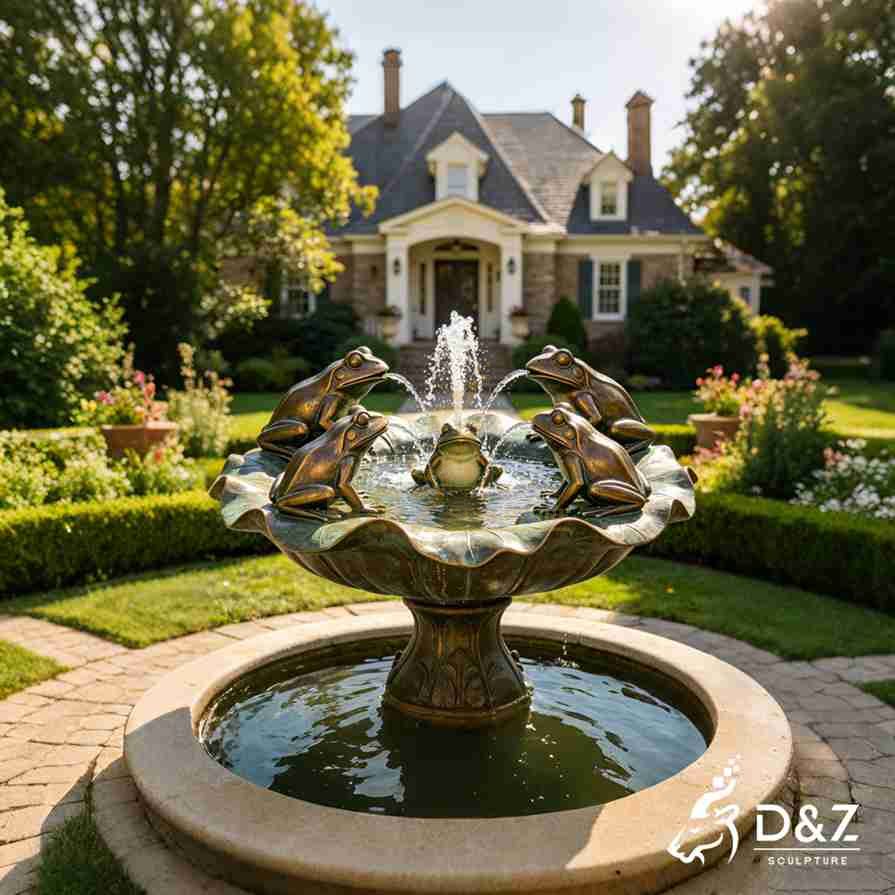 Bronze Frog Pond Fountain 4