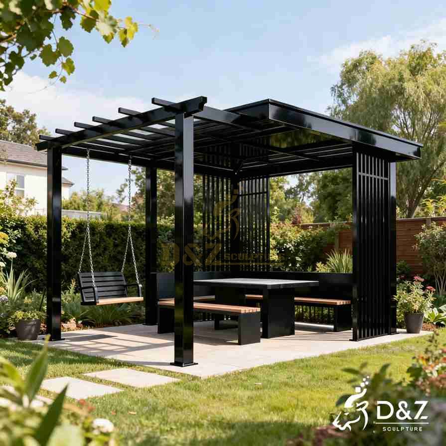 Metal Gazebo With Swing 2 Metal Gazebo With Swing 2