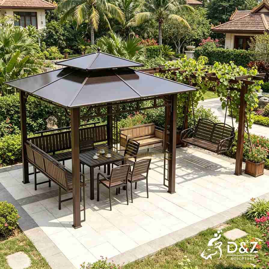 Metal Gazebo With Swing 3 Metal Gazebo With Swing 3