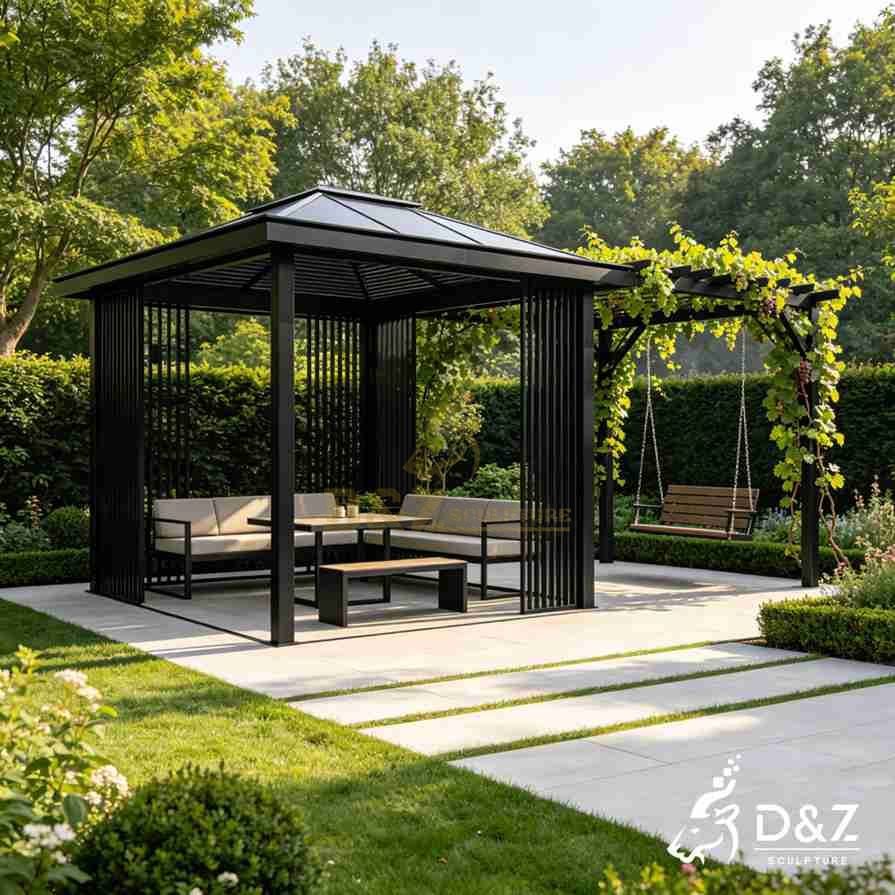 Metal Gazebo With Swing 5 Metal Gazebo With Swing 5