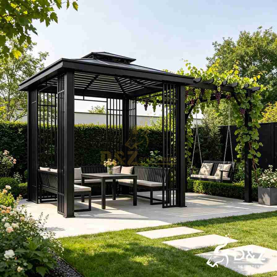 Metal Gazebo With Swing 6 Metal Gazebo With Swing 6