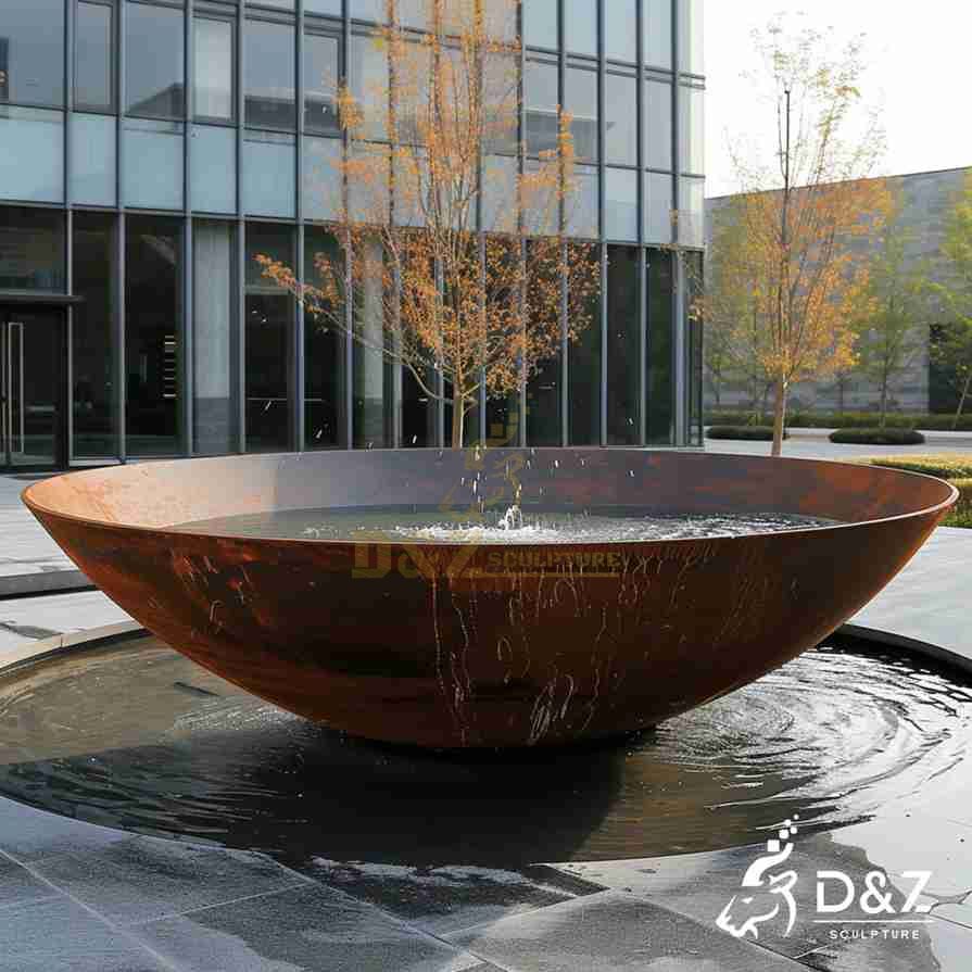 corten steel water bowl fountain 1 corten steel water bowl fountain 1