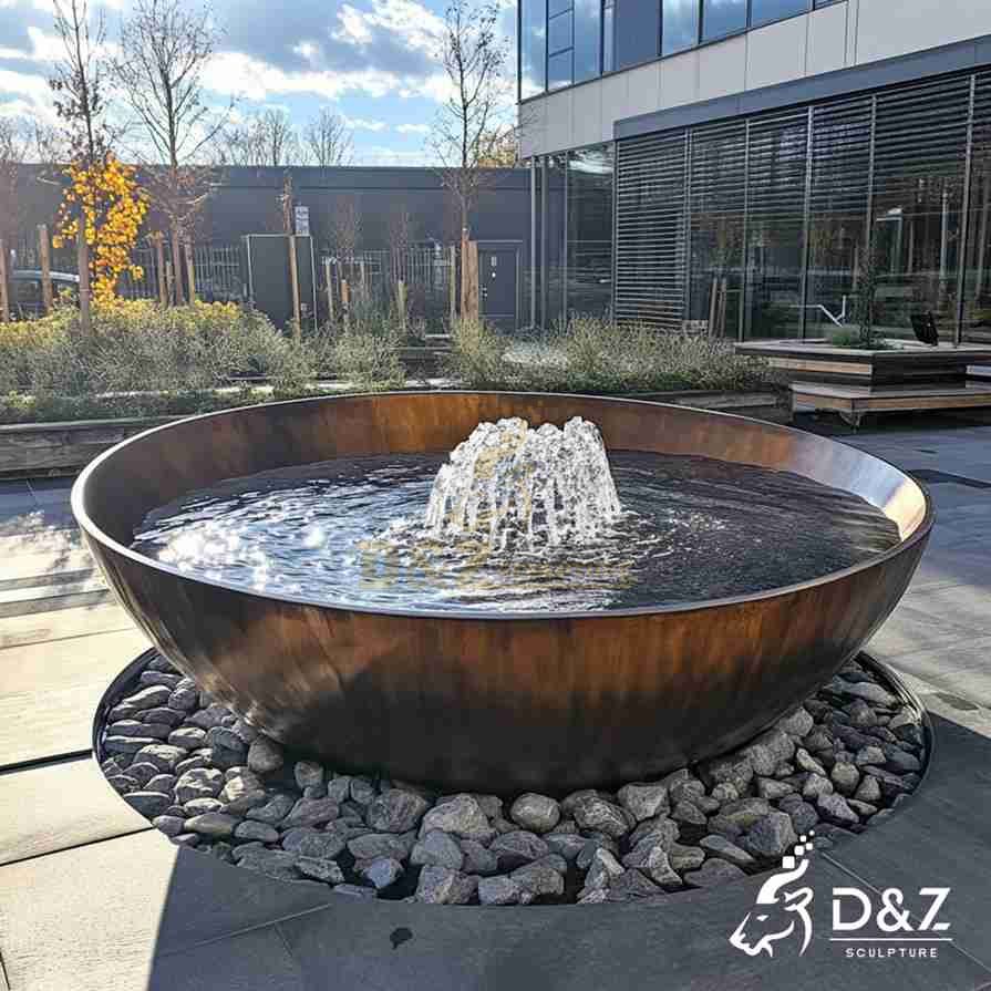 corten steel water bowl fountain 2 corten steel water bowl fountain 2