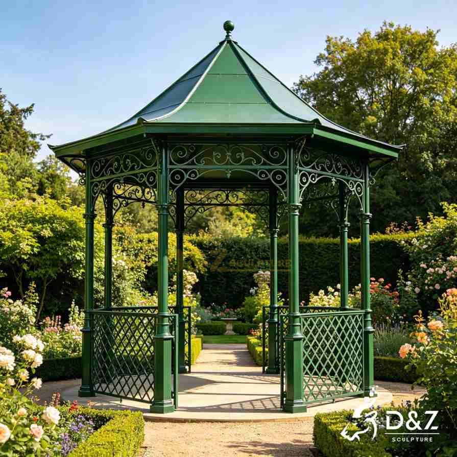 Victorian Green Metal Gazebo 1