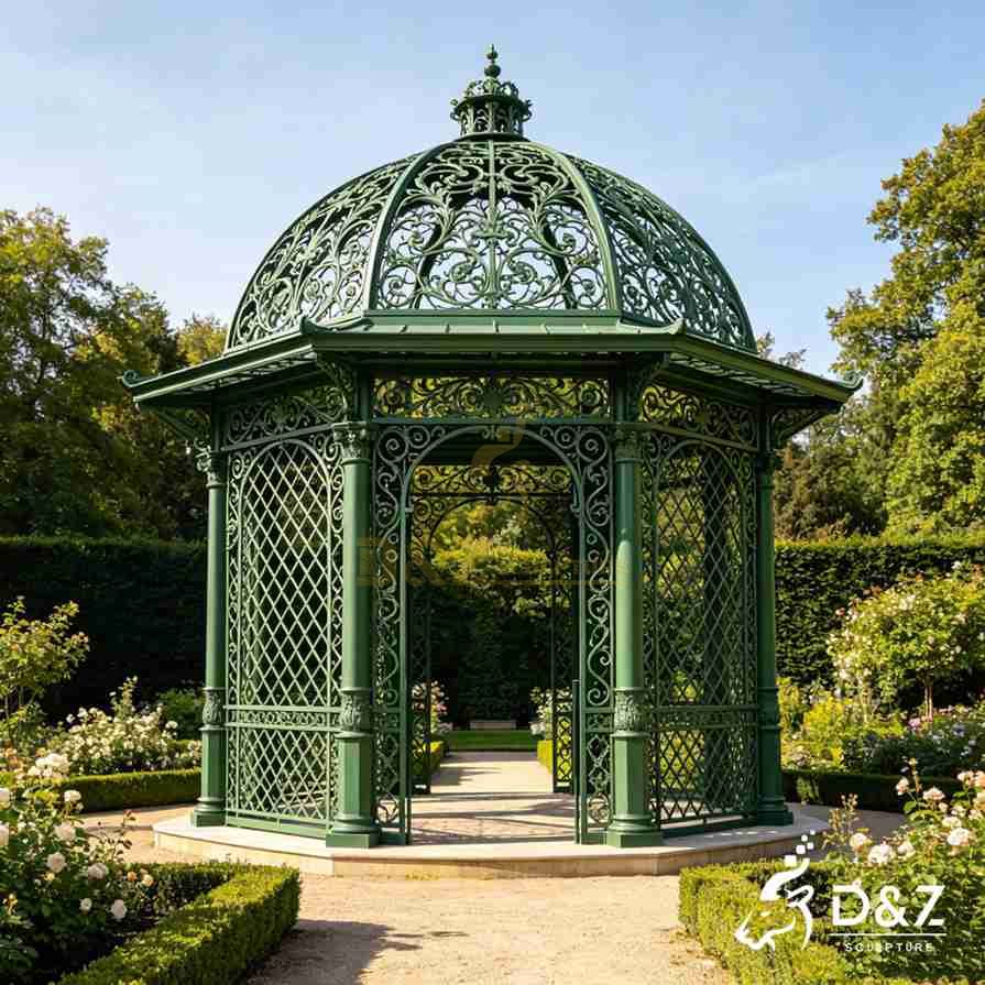 Victorian Green Metal Gazebo 4