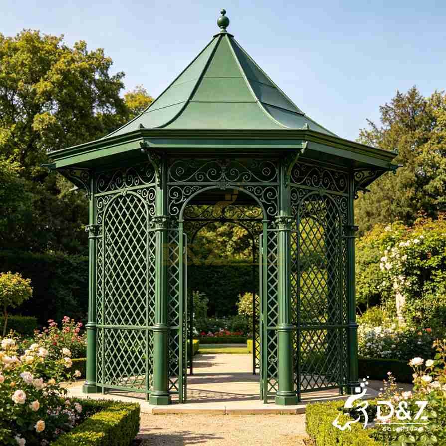 Victorian Green Metal Gazebo 5