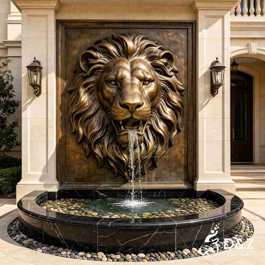 Bronze Lion Head Wall Fountain 4 Bronze Lion Head Wall Fountain 4