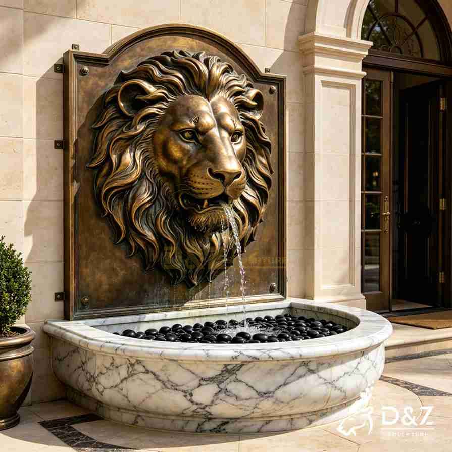Bronze Lion Head Wall Fountain 5 Bronze Lion Head Wall Fountain 5