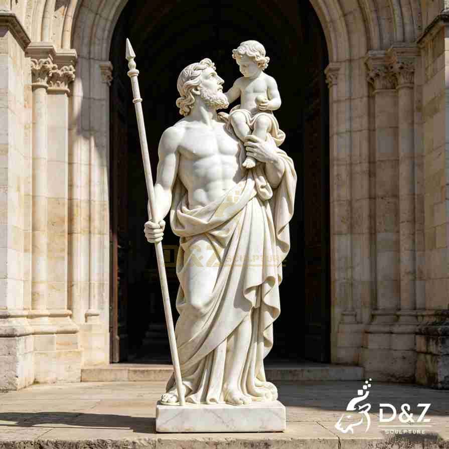 Large marble st Christopher garden statue for sale 1 Large marble st Christopher garden statue for sale 1