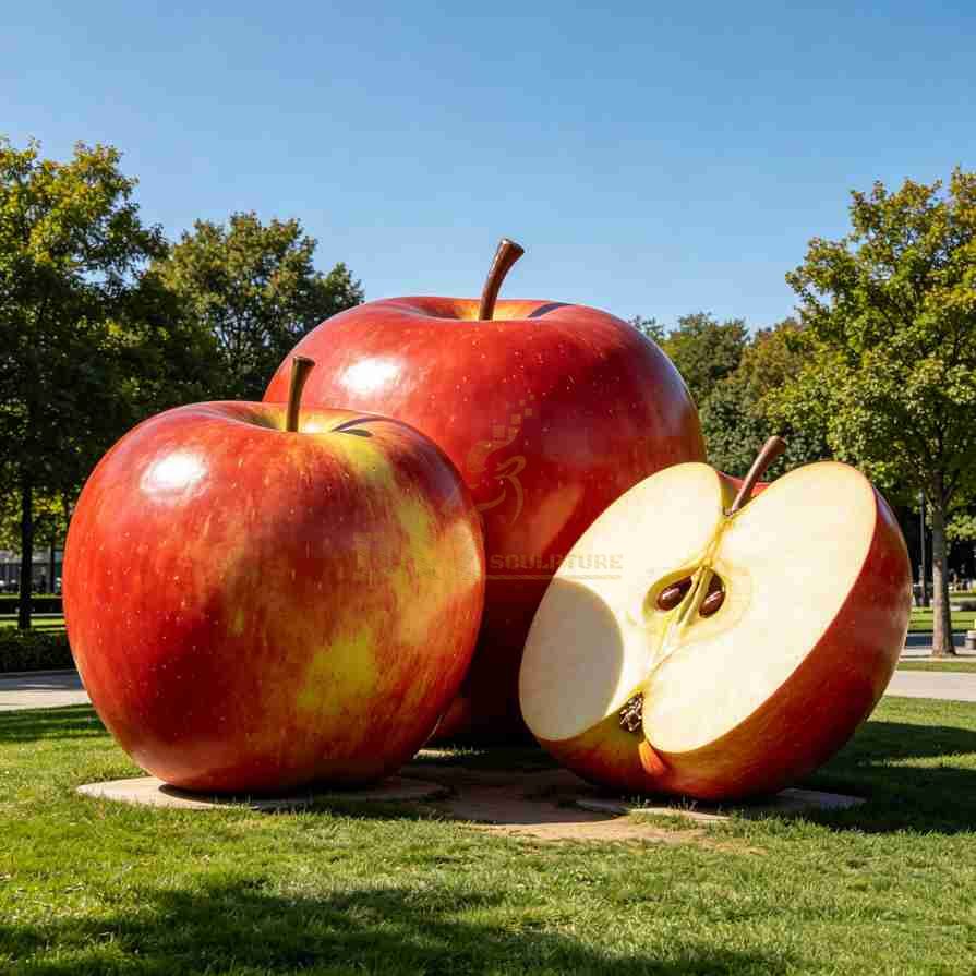 Large Red Apple Sculpture for Garden | Fruit Sculpture 3 Large Red Apple Sculpture for Garden | Fruit Sculpture 3