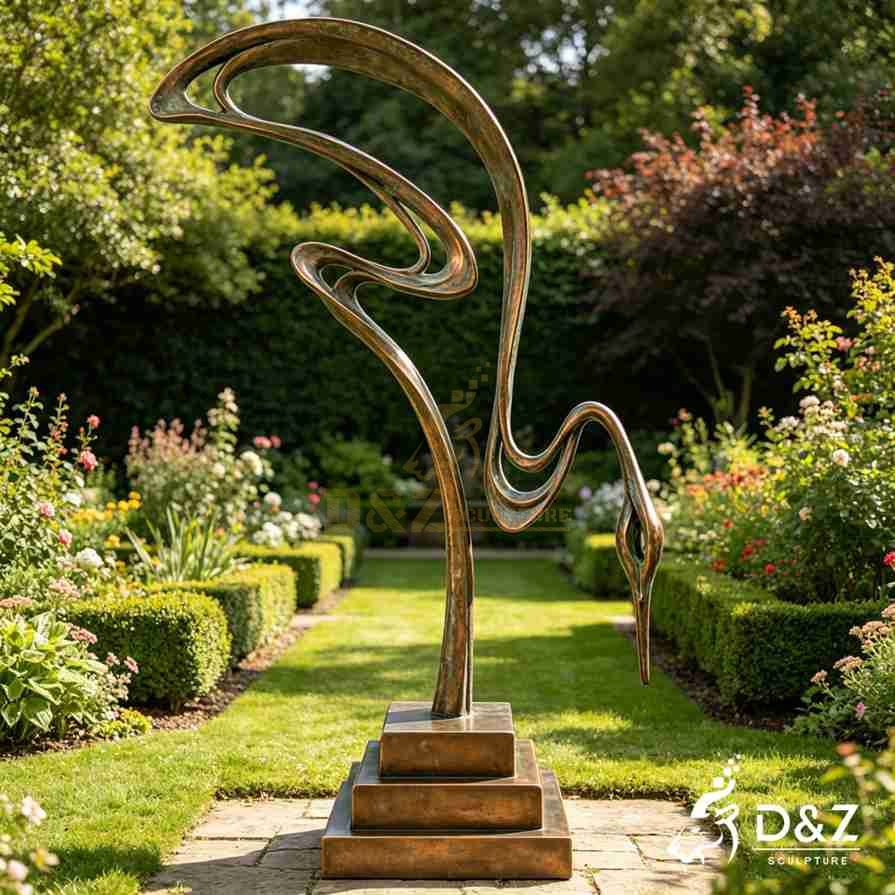 Abstract Crane Garden Statue 3